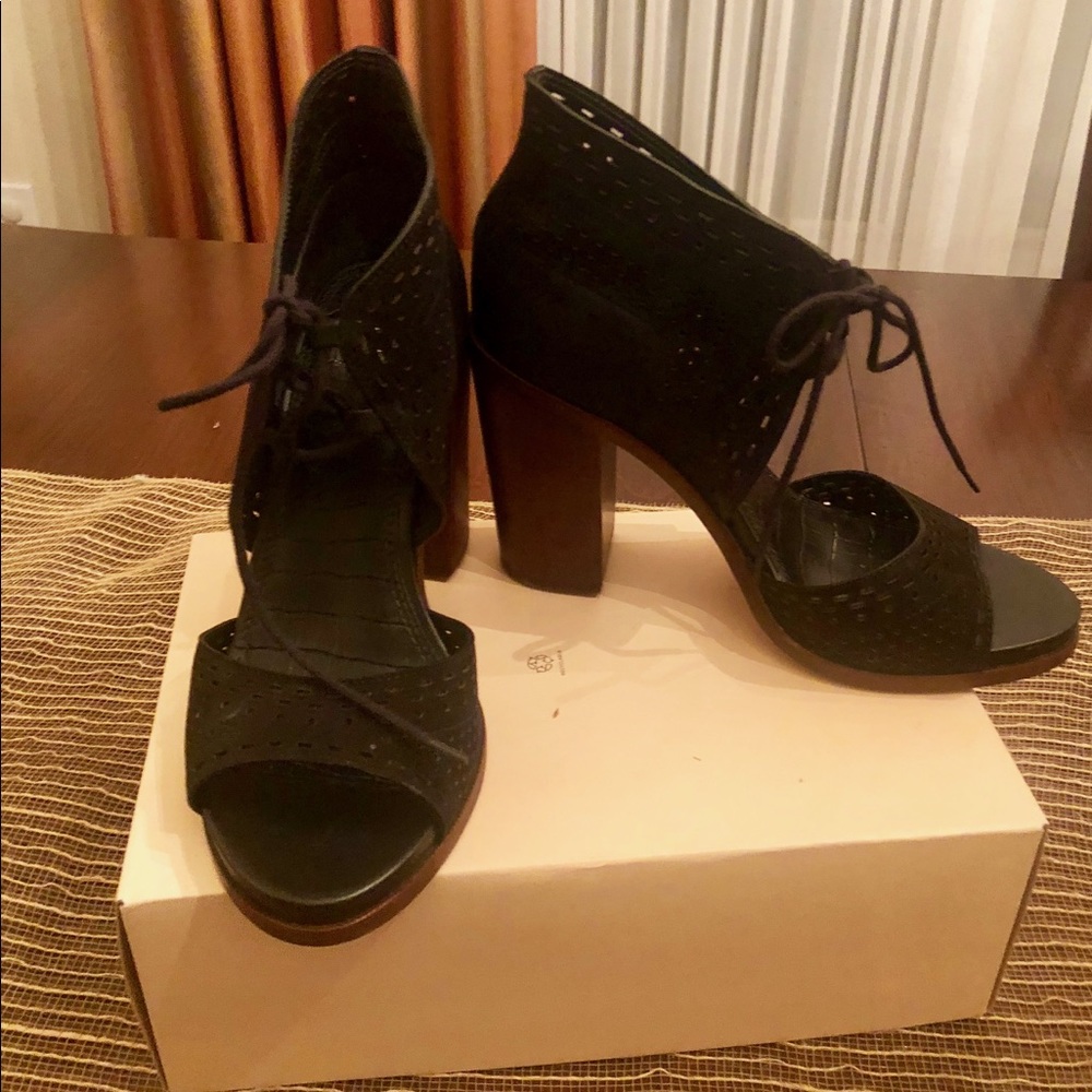 Black 1. State tie up bootie heels.